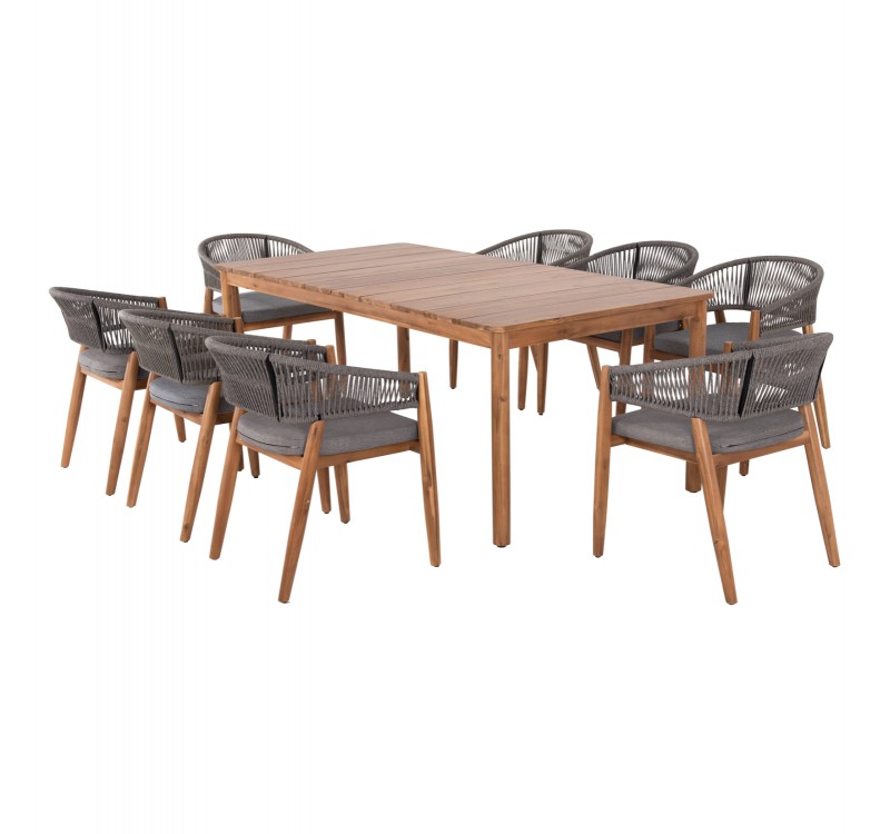 ΣΕΤ ΤΡΑΠΕΖΑΡΙΑΣ 9ΤΜΧ NAVANT HM21066.01 ΤΡΑΠΕΖΙ ΜΕ 8 ΚΑΡΕΚΛΕΣ ΞΥΛΟ ΑΚΑΚΙΑΣ-ΣΧΟΙΝΙ ΓΚΡΙ