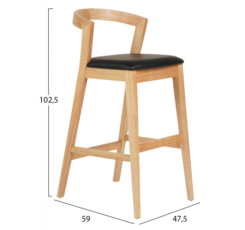 ΣΚΑΜΠΟ ΜΠΑΡ NAMI HM9952.01 RUBBERWOOD ΣΕ ΟΑΚ-ΜΑΥΡΟ PU 47,5x59x102,5Υεκ.