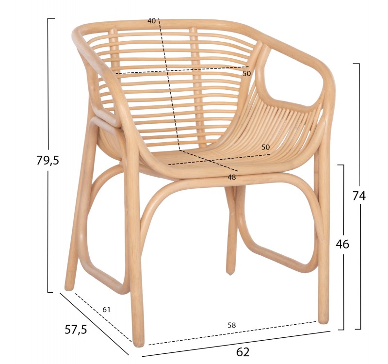ΠΟΛΥΘΡΟΝΑ MEL ΕΣΩΤ. ΧΩΡΩΝ HM9954.01 ΦΥΣΙΚΟ RATTAN 62x57,5x79,5Υεκ.