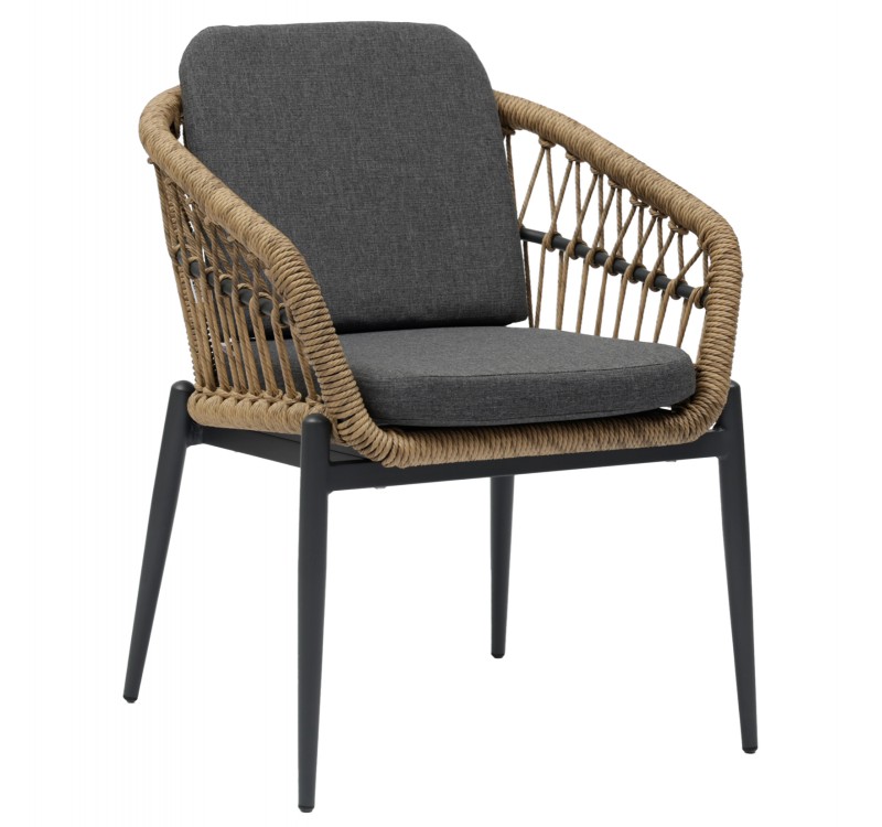 ΠΟΛΥΘΡΟΝΑ ΑΛΟΥΜ. GALDIN HM6272.01 ΣΚΟΥΡΟ ΓΚΡΙ ΣΚΕΛΕΤΟΣ & ΜΑΞΙΛ.-P.E.RATTAN ΦΥΣΙΚΟ 61x65x82Υ