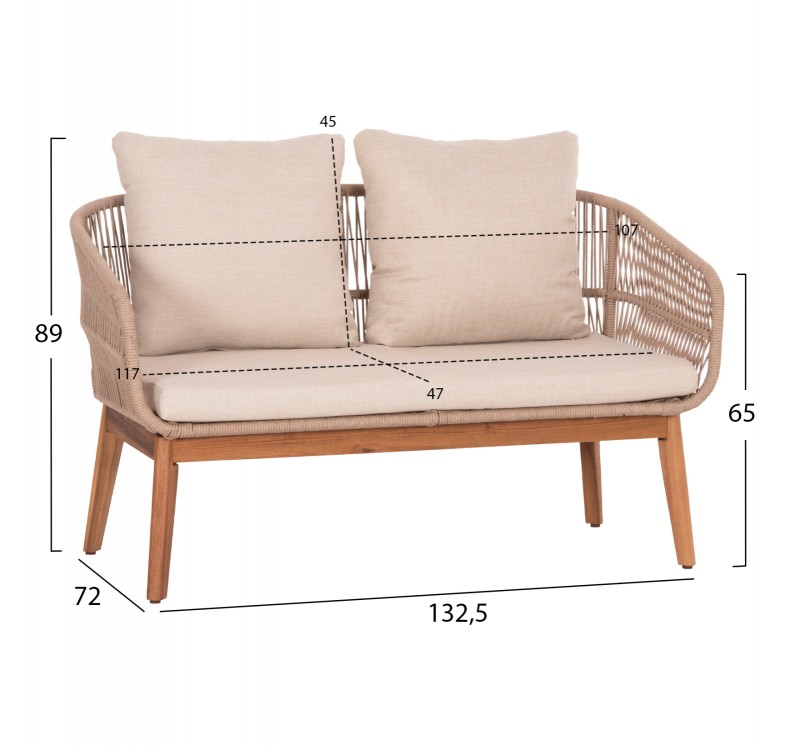 ΣΕΤ ΣΑΛΟΝΙ ΕΞ.ΧΩΡΟΥ 4ΤΜΧ FRANKY HM6231 ΞΥΛΟ ΑΚΑΚΙΑΣ-ΜΕΤΑΛΛΟ-ΣΧΟΙΝΙ