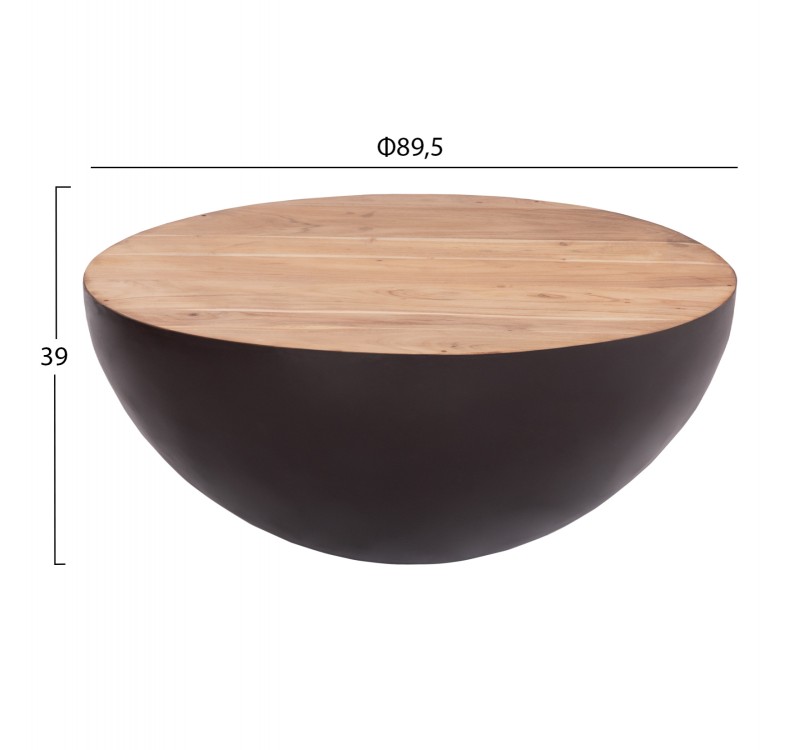 ΔΙΑΚΟΣΜΗΤΙΚΟ ΤΡΑΠΕΖΙ ΣΑΛΟΝΙΟΥ BOWL Φ89,5X39Yεκ. RUSTY ΜΕ ΞΥΛΟ ΑΚΑΚΙΑΣ HM8717.22
