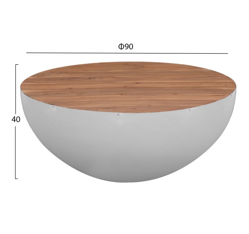 ΔΙΑΚΟΣΜΗΤΙΚΟ ΤΡΑΠΕΖΙ ΣΑΛΟΝΙΟΥ BOWL Φ91x38,5Yεκ. ΛΕΥΚΟ ΜΕ ΞΥΛΟ ΑΚΑΚΙΑΣ HM8717.23 Β'ΔΙΑΛΟΓΗΣ