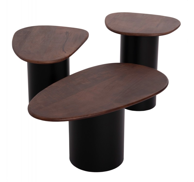 ΤΡΑΠΕΖΙA ΣΑΛΟΝΙΟΥ 3ΤΜΧ PEBBLES HM18004 MANGO TOP-ΜΕΤΑΛΛΙΚΕΣ ΜΑΥΡΕΣ ΒΑΣΕΙΣ
