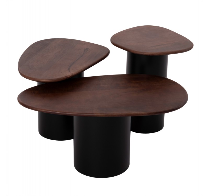 ΤΡΑΠΕΖΙA ΣΑΛΟΝΙΟΥ 3ΤΜΧ PEBBLES HM18004 MANGO TOP-ΜΕΤΑΛΛΙΚΕΣ ΜΑΥΡΕΣ ΒΑΣΕΙΣ