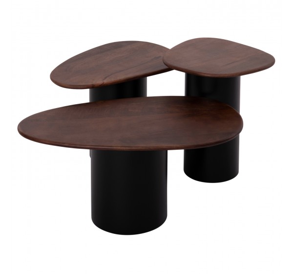 ΤΡΑΠΕΖΙA ΣΑΛΟΝΙΟΥ 3ΤΜΧ PEBBLES HM18004 MANGO TOP-ΜΕΤΑΛΛΙΚΕΣ ΜΑΥΡΕΣ ΒΑΣΕΙΣ