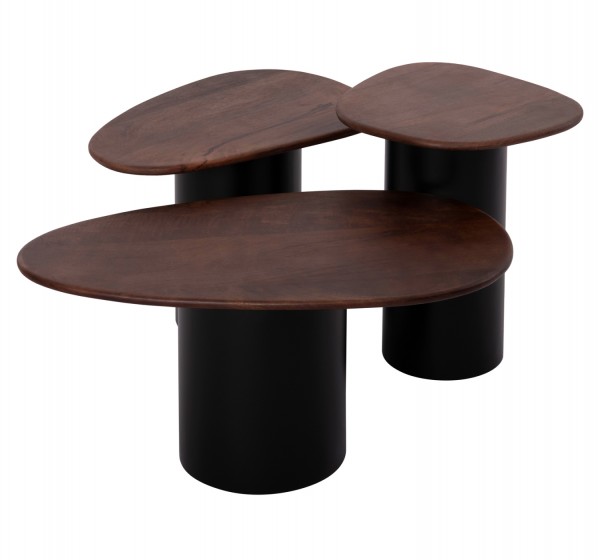 ΤΡΑΠΕΖΙA ΣΑΛΟΝΙΟΥ 3ΤΜΧ PEBBLES HM18004 MANGO TOP-ΜΕΤΑΛΛΙΚΕΣ ΜΑΥΡΕΣ ΒΑΣΕΙΣ