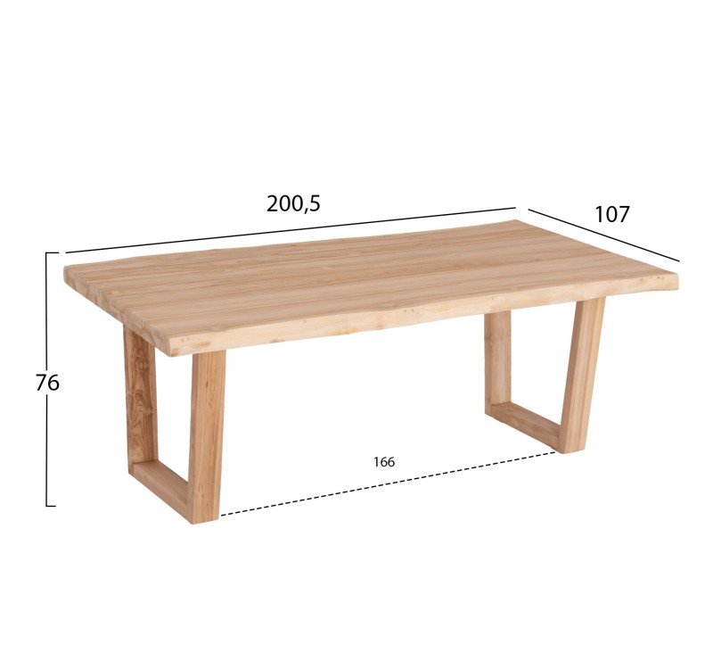 ΤΡΑΠΕΖΙ ΤΡΑΠΕΖΑΡΙΑΣ LEOPOLD HM9933.02 ΜΑΣΙΦ ΞΥΛΟ ΤΕΑΚ-ΑΝΟΙΧΤΟ ΦΥΣΙΚΟ 200,5x107x76Yεκ