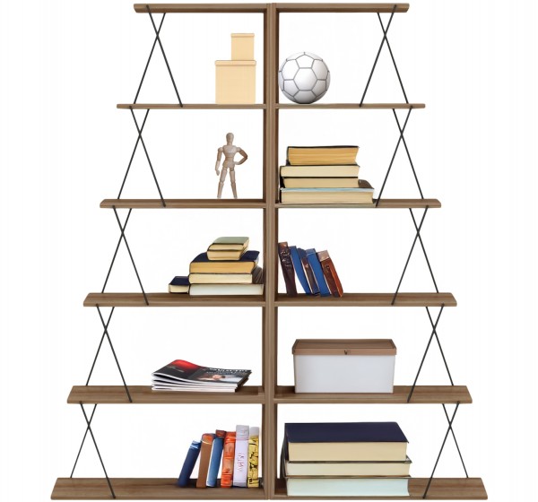 ΣΕΤ ΒΙΒΛΙΟΘΗΚΕΣ 2ΤΜΧ MINI TARS HM11772.14 ΜΕΛΑΜΙΝΗ ΦΥΣΙΚΟ OAK-ΜΑΥΡΟ 65x24x146Υεκ.(x2)