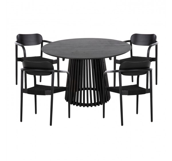 ΣΕΤ ΤΡΑΠΕΖΑΡΙΑΣ 5ΤΜΧ OSLO HM21075.01 ΣΤΡΟΓΓΥΛΟ ΤΡΑΠΕΖΙ Φ120εκ. & 4 ΚΑΡΕΚΛΕΣ-ΜΑΥΡΟ