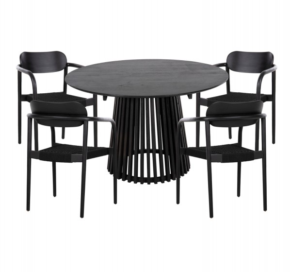 ΣΕΤ ΤΡΑΠΕΖΑΡΙΑΣ 5ΤΜΧ OSLO HM21075.01 ΣΤΡΟΓΓΥΛΟ ΤΡΑΠΕΖΙ Φ120εκ. & 4 ΚΑΡΕΚΛΕΣ-ΜΑΥΡΟ