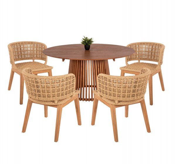 ΣΕΤ ΤΡΑΠΕΖΑΡΙΑΣ 5ΤΜΧ FARLEY HM21076.02 ΣΤΡΟΓΓΥΛΟ ΤΡΑΠΕΖΙ Φ150εκ. & 4 ΚΑΡΕΚΛΕΣ