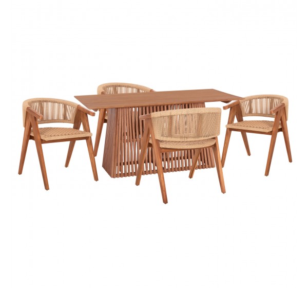 ΣΕΤ ΤΡΑΠΕΖΑΡΙΑΣ 5ΤΜΧ BRANN HM21078.03 ΟΡΘΟΓΩΝΙΟ ΤΡΑΠΕΖΙ & 4 ΚΑΡΕΚΛΕΣ