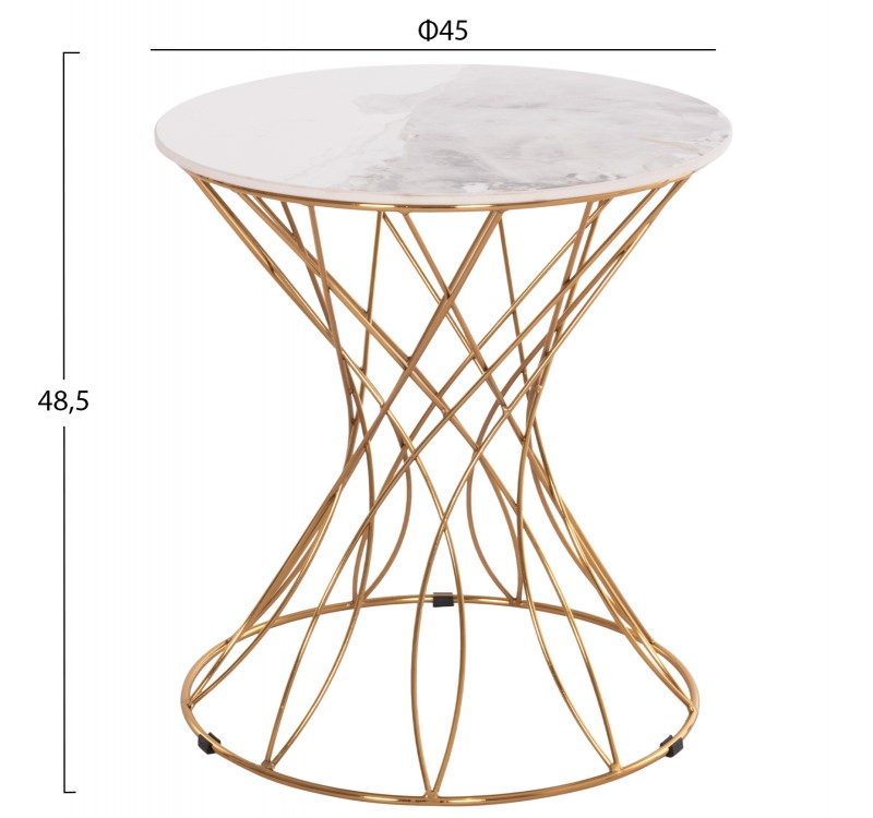 ΒΟΗΘΗΤΙΚΟ ΤΡΑΠΕΖΑΚΙ RUDY HM18037.01 ΚΕΡΑΜΙΚΟ TOP ΛΕΥΚΟ-ΜΕΤΑΛΛΟ ΧΡΥΣΟ Φ45x48,5Υεκ.