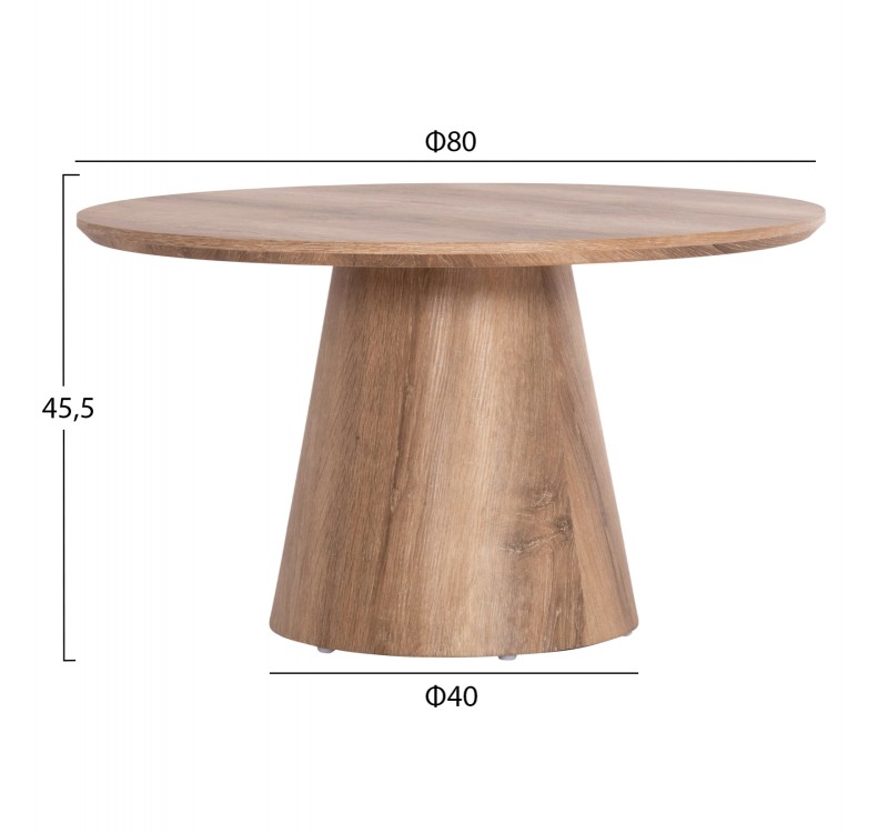 ΤΡΑΠΕΖΙ ΣΑΛΟΝΙΟΥ KARAN HM18028 MDF ΣΕ ΦΥΣΙΚΟ ΧΡΩΜΑ ΞΥΛΟΥ Φ80x45,5Υεκ.