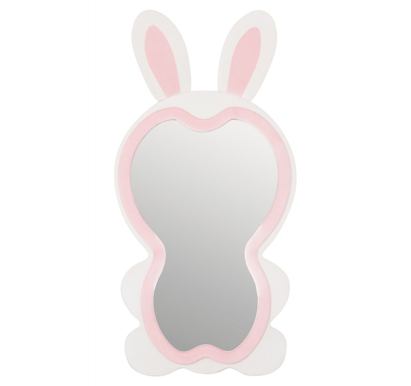 ΠΑΙΔΙΚΟΣ ΚΑΘΡΕΦΤΗΣ ΔΑΠΕΔΟΥ BUNNY HM4489.01 MDF ΡΟΖ & ΛΕΥΚΟ-ΜΑΥΡΟ STAND 80x162Υεκ.