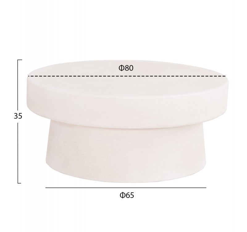 ΤΡΑΠΕΖΙ ΣΑΛΟΝΙΟΥ ΣΤΡΟΓΓΥΛΟ ΣΕΙΡΑ SANTORINI HM18050 MDF ΣΕ ΥΠΟΛΕΥΚΟ ΧΡΩΜΑ Φ80x35Υεκ.