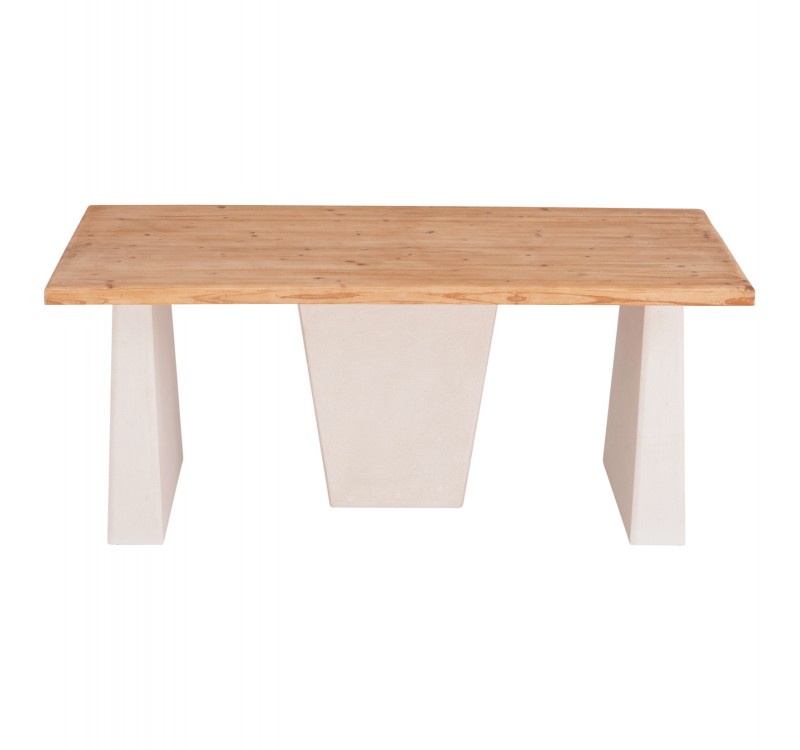 ΤΡΑΠΕΖΙ ΣΕΙΡΑ SANTORINI HM18042 ΤΟΠ ΞΥΛΟ ΕΛΑΤΟΥ-ΠΟΔΙΑ MDF ΥΠΟΛΕΥΚΑ 179x90x75Υεκ.