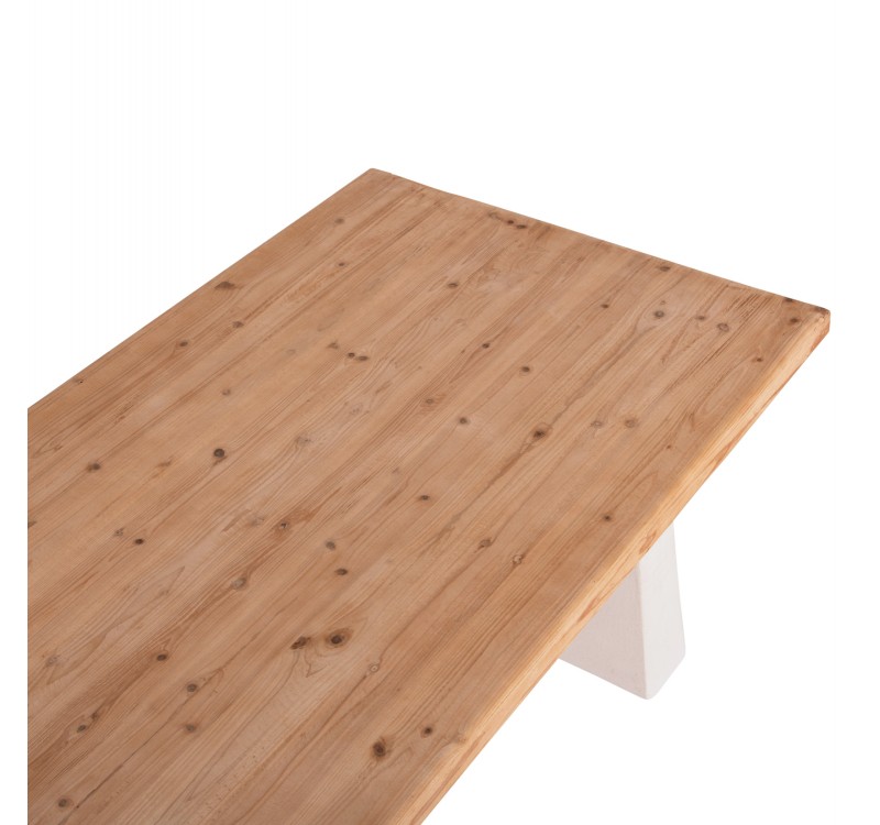 ΤΡΑΠΕΖΙ ΣΕΙΡΑ SANTORINI HM18042 ΤΟΠ ΞΥΛΟ ΕΛΑΤΟΥ-ΠΟΔΙΑ MDF ΥΠΟΛΕΥΚΑ 179x90x75Υεκ.