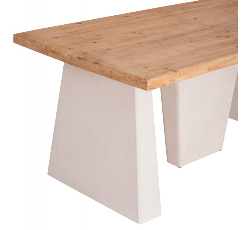 ΤΡΑΠΕΖΙ ΣΕΙΡΑ SANTORINI HM18042 ΤΟΠ ΞΥΛΟ ΕΛΑΤΟΥ-ΠΟΔΙΑ MDF ΥΠΟΛΕΥΚΑ 179x90x75Υεκ.