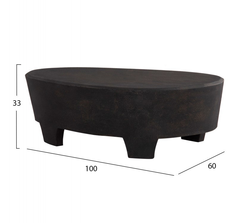 ΤΡΑΠΕΖΙ ΣΑΛΟΝΙΟΥ ΟΒΑΛ ΣΕΙΡΑ SANTORINI HM18066 MDF ΣΕ ΜΑΥΡΟ ΧΡΩΜΑ 100x60x33Υεκ.