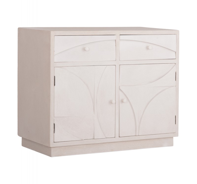 ΜΠΟΥΦΕΣ ΣΕΙΡΑ SANTORINI HM18046 MDF ΣΕ ΥΠΟΛΕΥΚΟ ΧΡΩΜΑ-2 ΣΥΡΤΑΡΙΑ & 2 ΠΟΡΤΕΣ 107x38x82,5Υεκ.