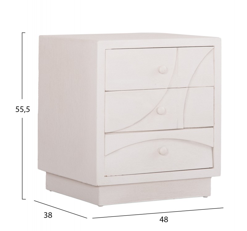 ΚΟΜΟΔΙΝΟ ΣΕΙΡΑ SANTORINI HM18047 MDF ΣΕ ΥΠΟΛΕΥΚΟ ΧΡΩΜΑ-3 ΣΥΡΤΑΡIA 48x38x55,5Υεκ.