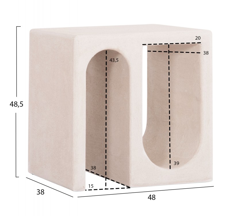 ΤΡΑΠΕΖΙ ΣΑΛΟΝΙΟΥ ΣΕΙΡΑ SANTORINI HM18070 MDF ΣΕ ΥΠΟΛΕΥΚΟ ΧΡΩΜΑ 48x38x48,5Υεκ.