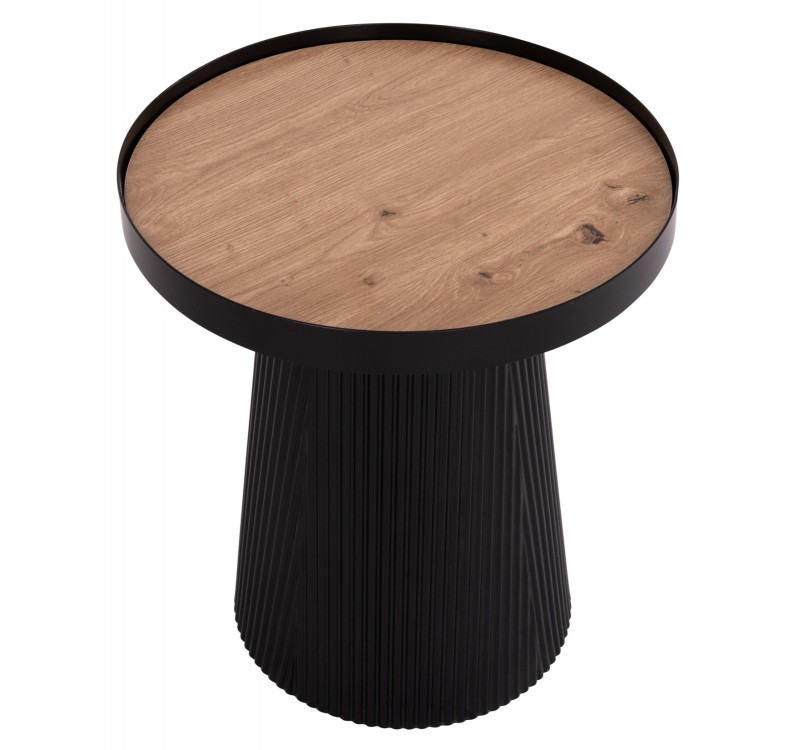 ΤΡΑΠΕΖΑΚΙ ΒΟΗΘΗΤΙΚΟ DENTON HM18023.01 MDF TOP ΦΥΣΙΚΟ ΞΥΛΟΥ-ΒΑΣΗ ΜΑΥΡΗ Φ45x51,5Υεκ.