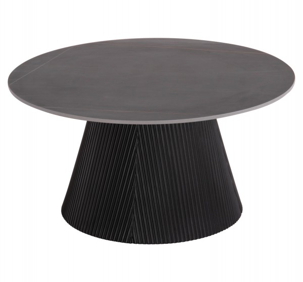 ΤΡΑΠΕΖΙ ΣΑΛΟΝΙΟΥ DUNCAN HM18022.01 ΚΕΡΑΜΙΚΟ TOP-MDF ΒΑΣΗ-ΜΑΥΡΟ Φ80x41Υεκ.