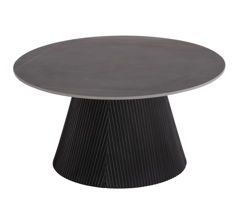 ΤΡΑΠΕΖΙ ΣΑΛΟΝΙΟΥ DUNCAN HM18022.01 ΚΕΡΑΜΙΚΟ TOP-MDF ΒΑΣΗ-ΜΑΥΡΟ Φ80x41Υεκ.