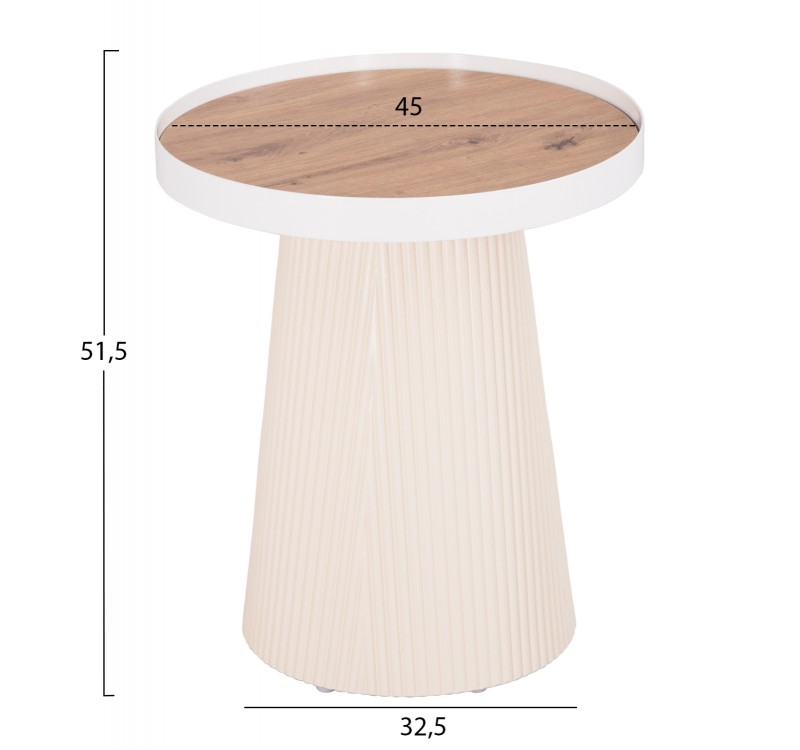ΤΡΑΠΕΖΑΚΙ ΒΟΗΘΗΤΙΚΟ DENTON HM18023.02 MDF TOP ΦΥΣΙΚΟ ΞΥΛΟΥ-ΒΑΣΗ ΛΕΥΚΗ Φ45x51,5Υεκ.