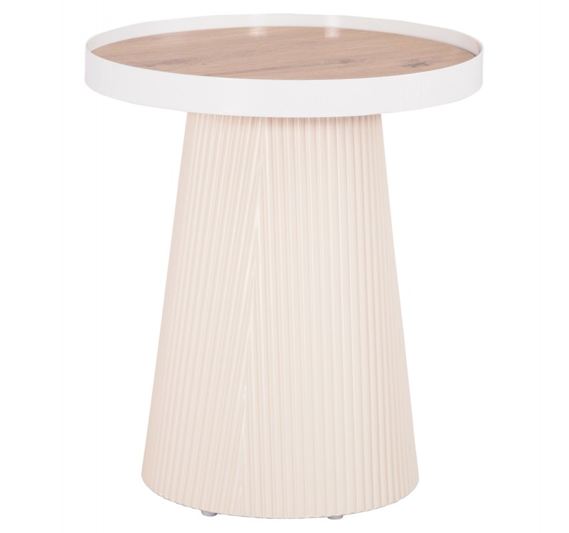 ΤΡΑΠΕΖΑΚΙ ΒΟΗΘΗΤΙΚΟ DENTON HM18023.02 MDF TOP ΦΥΣΙΚΟ ΞΥΛΟΥ-ΒΑΣΗ ΛΕΥΚΗ Φ45x51,5Υεκ.