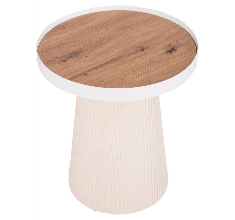 ΤΡΑΠΕΖΑΚΙ ΒΟΗΘΗΤΙΚΟ DENTON HM18023.02 MDF TOP ΦΥΣΙΚΟ ΞΥΛΟΥ-ΒΑΣΗ ΛΕΥΚΗ Φ45x51,5Υεκ.