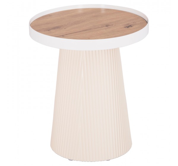 ΤΡΑΠΕΖΑΚΙ ΒΟΗΘΗΤΙΚΟ DENTON HM18023.02 MDF TOP ΦΥΣΙΚΟ ΞΥΛΟΥ-ΒΑΣΗ ΛΕΥΚΗ Φ45x51,5Υεκ.