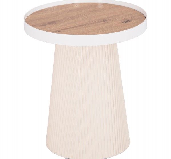 ΤΡΑΠΕΖΑΚΙ ΒΟΗΘΗΤΙΚΟ DENTON HM18023.02 MDF TOP ΦΥΣΙΚΟ ΞΥΛΟΥ-ΒΑΣΗ ΛΕΥΚΗ Φ45x51,5Υεκ.