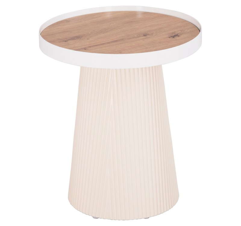 ΤΡΑΠΕΖΑΚΙ ΒΟΗΘΗΤΙΚΟ DENTON HM18023.02 MDF TOP ΦΥΣΙΚΟ ΞΥΛΟΥ-ΒΑΣΗ ΛΕΥΚΗ Φ45x51,5Υεκ.