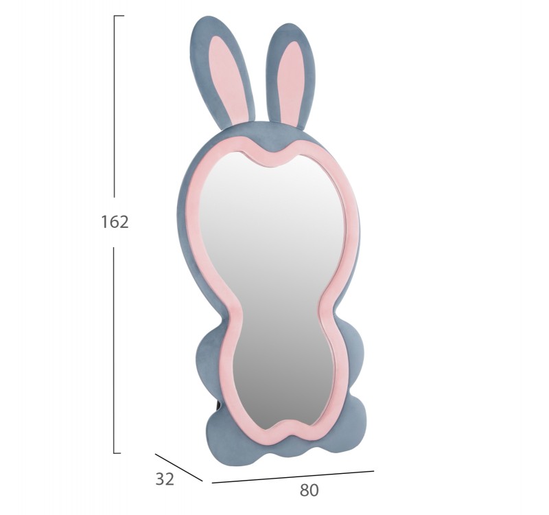 ΠΑΙΔΙΚΟΣ ΚΑΘΡΕΦΤΗΣ ΔΑΠΕΔΟΥ BUNNY HM4489.02 MDF ΡΟΖ & ΜΠΛΕ-ΜΑΥΡΟ STAND 80x162Υεκ.