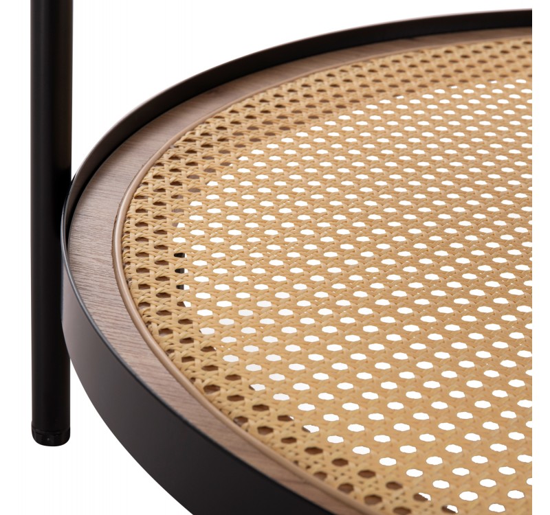 ΤΡΑΠΕΖΙ ΣΑΛΟΝΙΟΥ SEITZ HM18030 ΓΥΑΛΙ TOP-ΜΕΤΑΛΛΟ-RATTAN ΣΕ ΦΥΣΙΚΟ Φ80x45Υεκ.