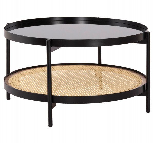 ΤΡΑΠΕΖΙ ΣΑΛΟΝΙΟΥ SEITZ HM18030 ΓΥΑΛΙ TOP-ΜΕΤΑΛΛΟ-RATTAN ΣΕ ΦΥΣΙΚΟ Φ80x45Υεκ.