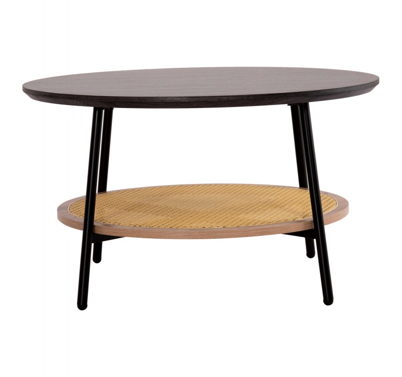 ΤΡΑΠΕΖΙ ΣΑΛΟΝΙΟΥ SEWELL HM18033 MDF ΣΕ ZEBRANO-ΜΕΤΑΛΛΙΚΑ ΠΟΔΙΑ-WICKER Φ80x46,5Υεκ.