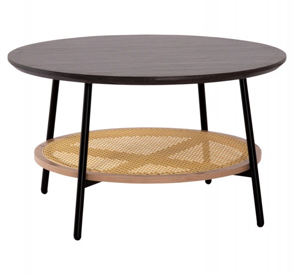 ΤΡΑΠΕΖΙ ΣΑΛΟΝΙΟΥ SEWELL HM18033 MDF ΣΕ ZEBRANO-ΜΕΤΑΛΛΙΚΑ ΠΟΔΙΑ-WICKER Φ80x46,5Υεκ.