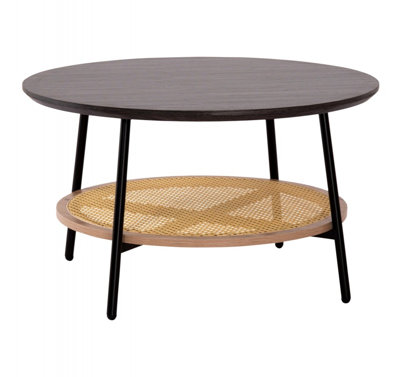 ΤΡΑΠΕΖΙ ΣΑΛΟΝΙΟΥ SEWELL HM18033 MDF ΣΕ ZEBRANO-ΜΕΤΑΛΛΙΚΑ ΠΟΔΙΑ-WICKER Φ80x46,5Υεκ.