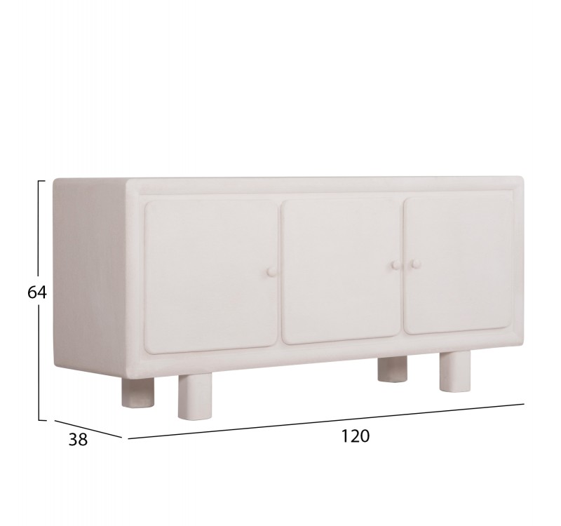 ΜΠΟΥΦΕΣ ΣΕΙΡΑ SANTORINI HM18068 MDF ΣΕ ΥΠΟΛΕΥΚΟ ΧΡΩΜΑ-3 ΠΟΡΤΕΣ 140x38x64Υεκ.
