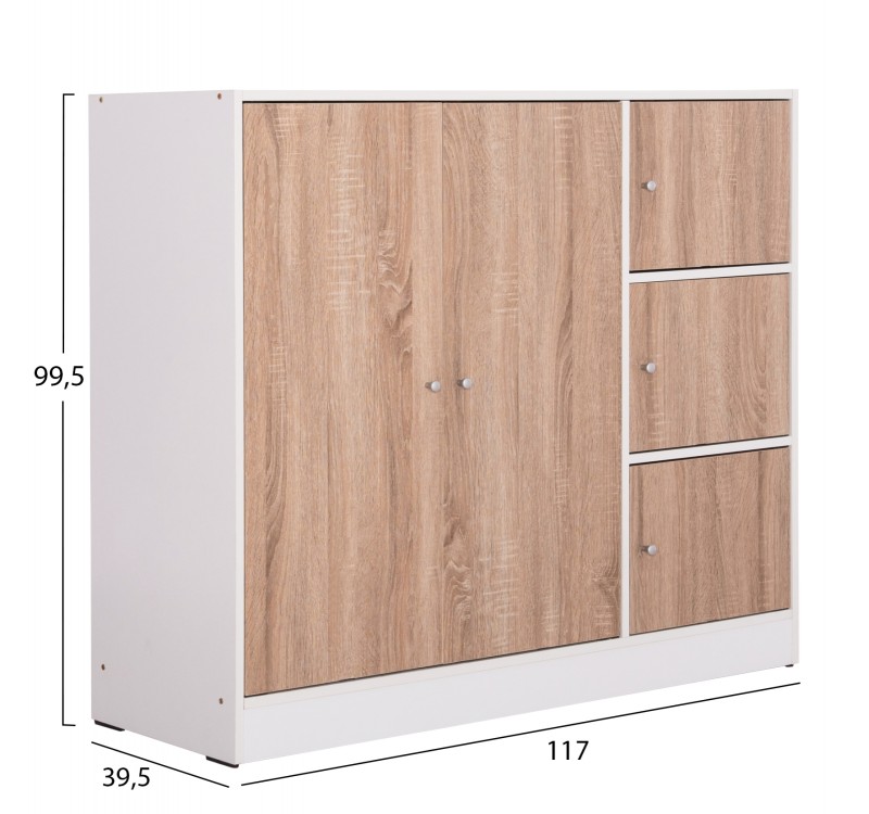 ΝΤΟΥΛΑΠΙ ΜΕ 4 ΑΠΟΘ.ΧΩΡΟΥΣ MATIN HM2480.01 SONAMA OAK-ΛΕΥΚΗ ΜΕΛΑΜΙΝΗ 117x39,5x99,5Υεκ