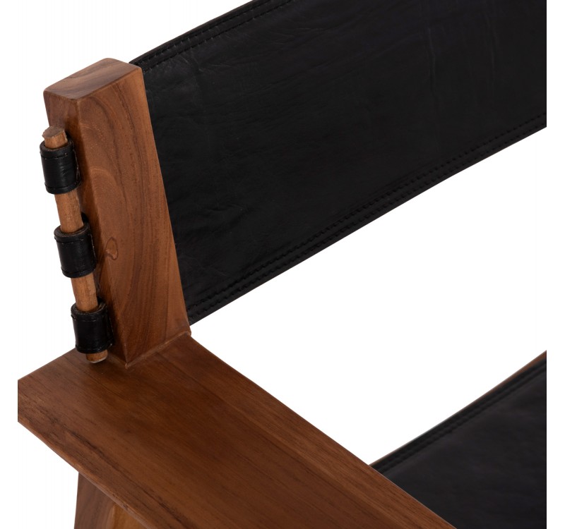 ΠΟΛΥΘΡΟΝΑ KONNA HM9928.01 TEAK ΞΥΛΟ ΣΕ ΦΥΣΙΚΟ-ΔΕΡΜΑ ΑΓΕΛΑΔΟΣ ΣΕ ΜΑΥΡΟ 80x64x73Υεκ.
