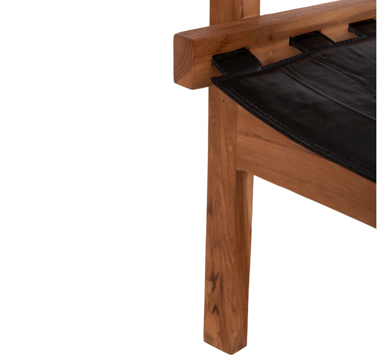 ΠΟΛΥΘΡΟΝΑ KONNA HM9928.01 TEAK ΞΥΛΟ ΣΕ ΦΥΣΙΚΟ-ΔΕΡΜΑ ΑΓΕΛΑΔΟΣ ΣΕ ΜΑΥΡΟ 80x64x73Υεκ.