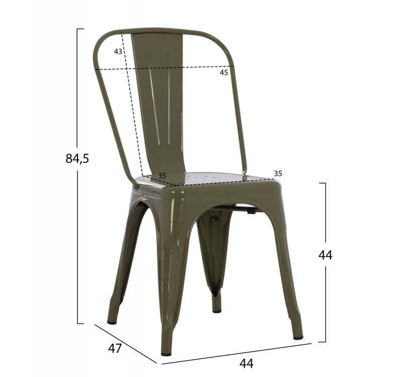 ΚΑΡΕΚΛΑ ΜΕΤΑΛΛΙΚΗ MELITA-PRO HM8641.43 ΣΕ DARK OLIVE GREEN 44x47x84.5Υεκ.