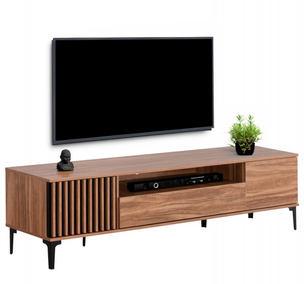 ΕΠΙΠΛΟ ΤΗΛΕΟΡΑΣΗΣ ΣΕΙΡΑ HARRY HM18008.01 ΜΕΛΑΜΙΝΗ ΦΥΣΙΚΟ ΞΥΛΟΥ-ΜΑΥΡΟ 200x40x47,5Υεκ.