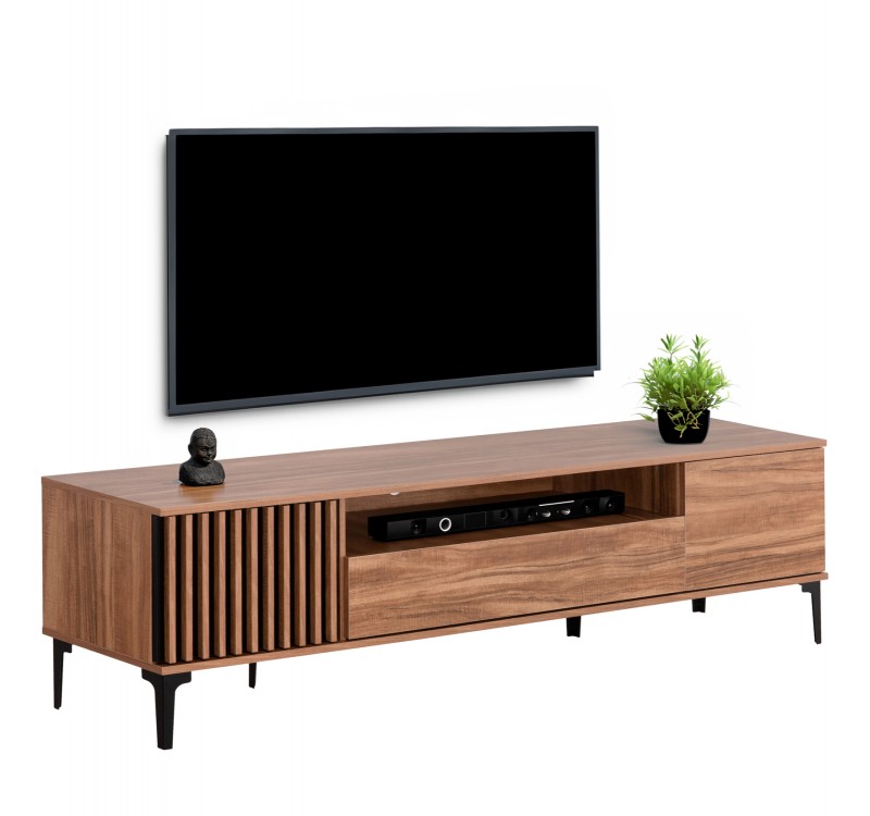 ΕΠΙΠΛΟ ΤΗΛΕΟΡΑΣΗΣ ΣΕΙΡΑ HARRY HM18008.01 ΜΕΛΑΜΙΝΗ ΦΥΣΙΚΟ ΞΥΛΟΥ-ΜΑΥΡΟ 200x40x47,5Υεκ.